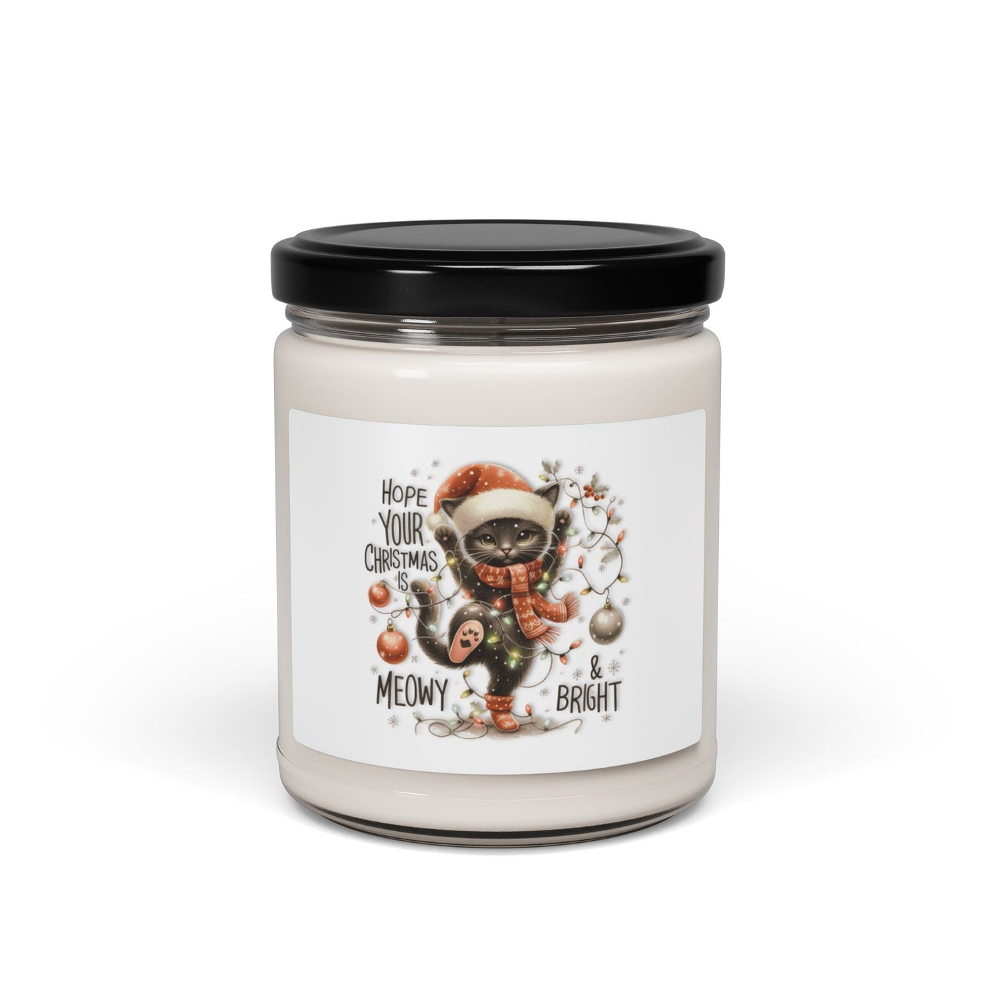 Beautiful Candle with a funny Christmas Cat - Creative Home & More