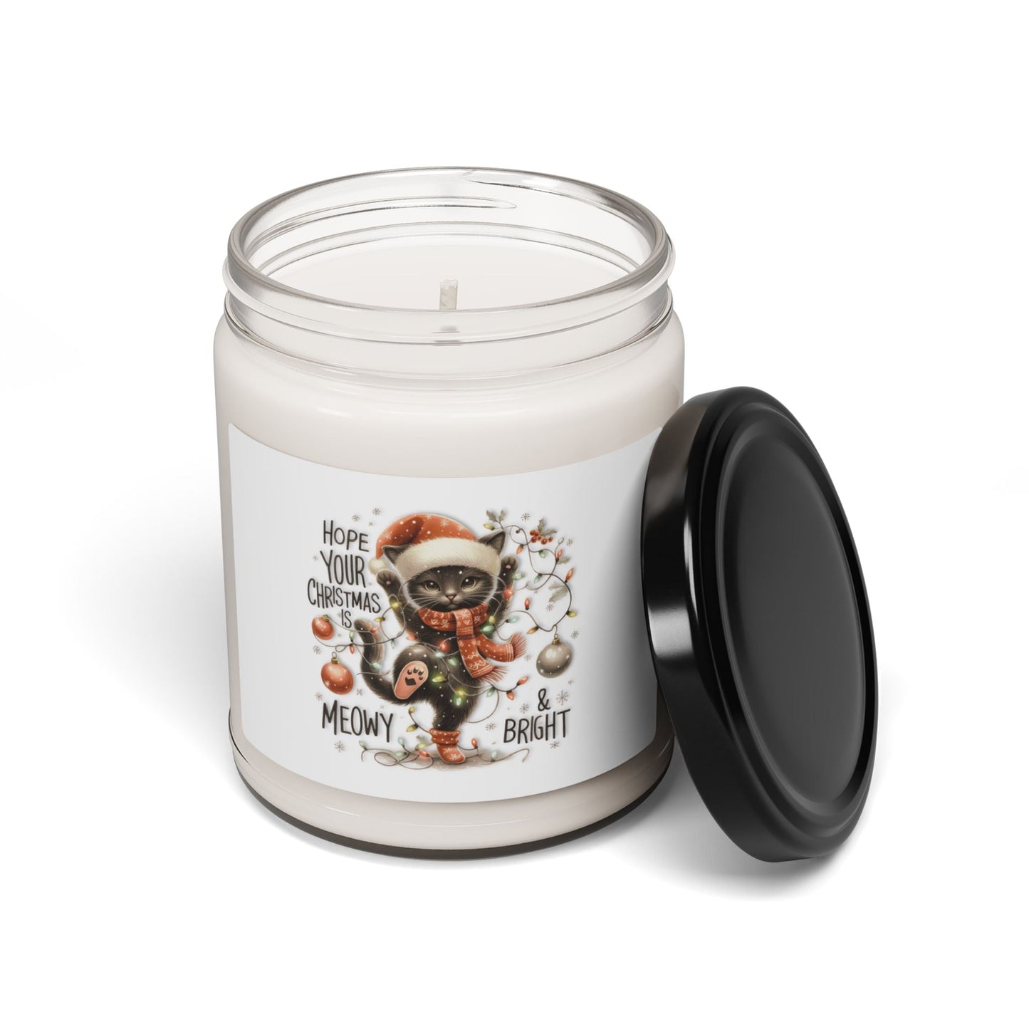 Beautiful Candle with a funny Christmas Cat - Creative Home & More