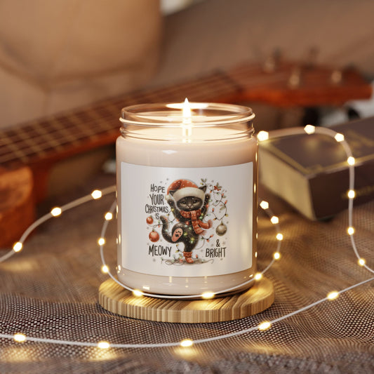 Beautiful Candle with a funny Christmas Cat - Creative Home & More