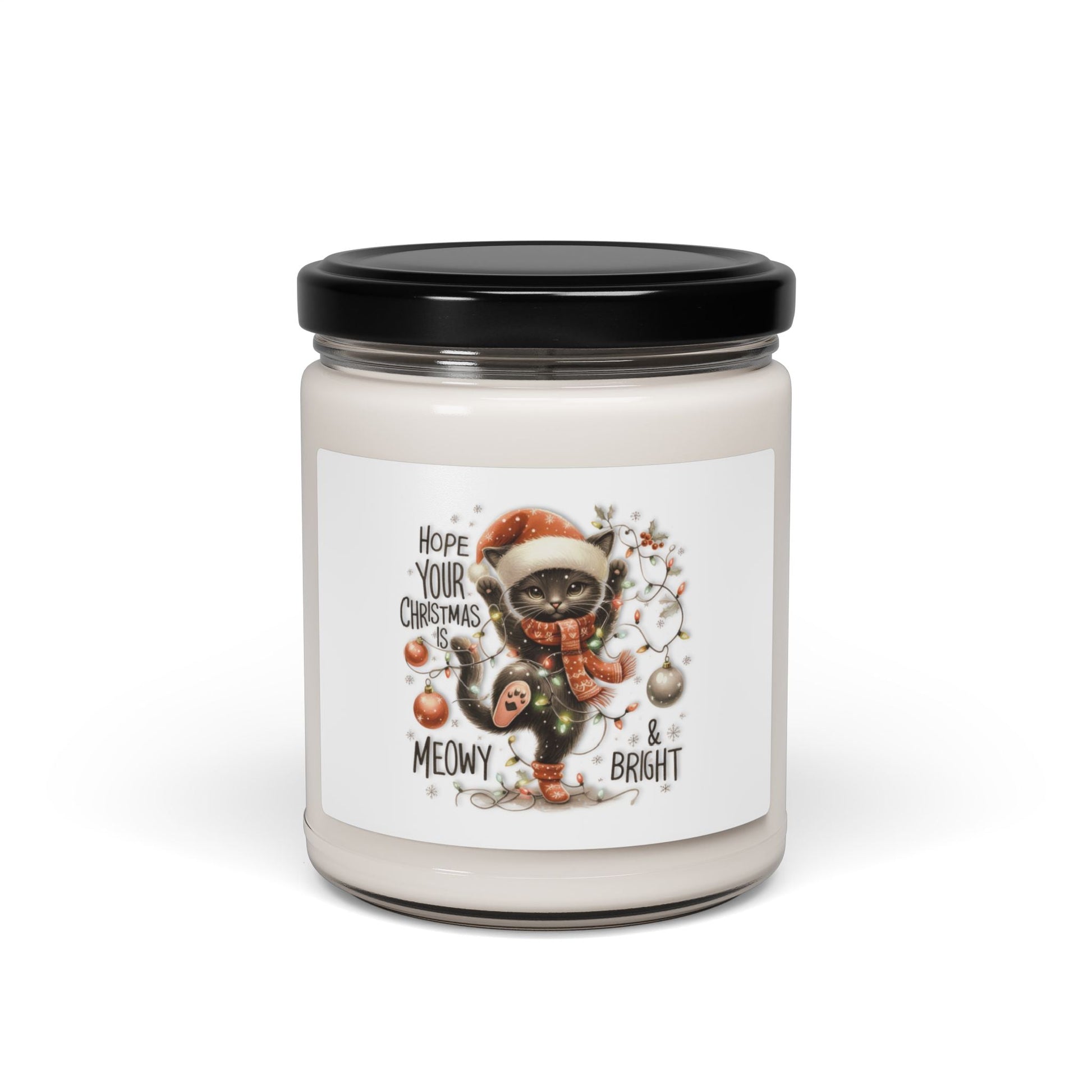 Beautiful Candle with a funny Christmas Cat - Creative Home & More